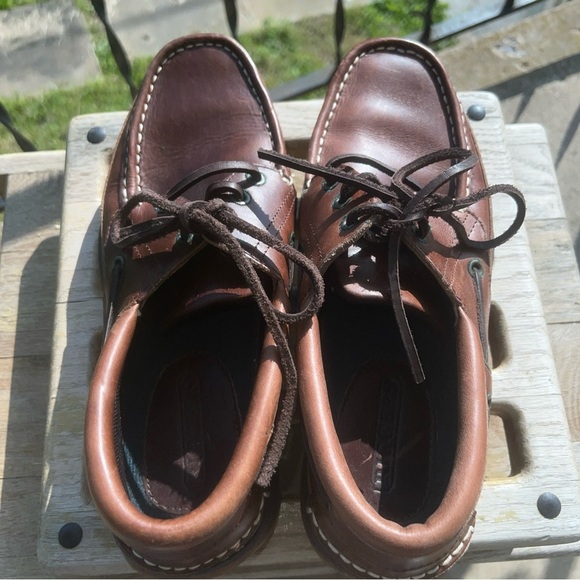 Riggers Men 9.5D 3 Eye Boat Shoes Brown Leather - Picture 9 of 11